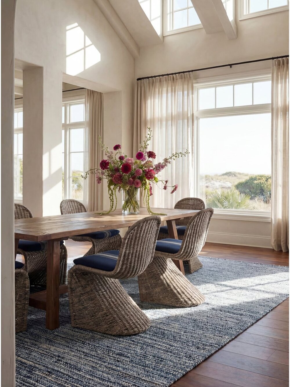 Annie Selke Bella Handwoven Wool Rug by Bunny Williams | Navy Rug Size 2'6"x8' - Picture 3 of 4